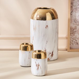 Florero de metal superventas para decoración de Mesa del hogar y la Oficina, floreros hechos a mano con acabado dorado y rosa - Product Image 4