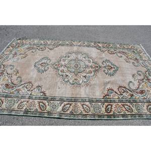 Alfombra clásica de lana verde Beige de 5,9x9,6 pies, patrón de retales de tejido plano turco Vintage para decoración para sala de estar, uso de pasillo, látex - Product Image 3