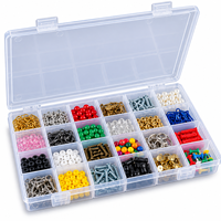 Boîte de rangement carrée en plastique transparent à 24 compartiments avec couvercle, étui de rangement pour bijoux, design minimaliste, couvercle à charnière, durable