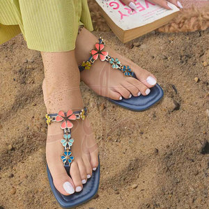 Cool Soothing Anti-Slippery Fashion Trend Printed Modern Touch Silver-Toned Flowery Faux Leather Customizable Colors Women <b>Slide</b> - Product Image 3
