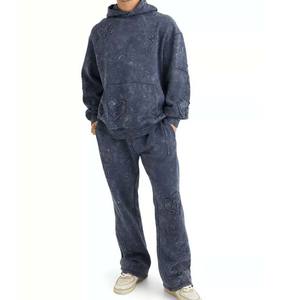 Nuevo chándal estampado con capucha y lavado ácido de algodón 100% de peso pesado liso Unisex de talla grande último estilo Casual - Product Image 1