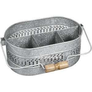 Latest Galvanized <b>Utensils</b> Flatware Cutlery <b>Holder</b> Caddy Tool Good Quality Table Top Caddy Galvanized Stand At wholesale Price - Product Image 6