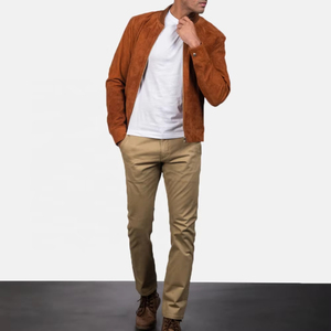 Veste bomber décontractée pour homme en similicuir suédé, doublure polyester, style vintage délavé à l'acide, sur mesure, haute qualité, collection 2026 - Product Image 6