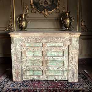 Buffet rustique moderne et traditionnel fait main en bois de manguier et métal, meuble de salle à manger pour usage domestique ou bar - Product Image 2