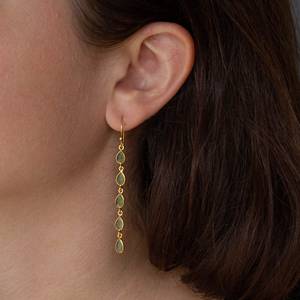 High Quality Green Peridot 925 Sterling Silver Long Earrings for <b>Girls</b> Handmade Jewelry August Birthstone Silver Earrings - Product Image 2