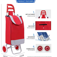 Sac personnalisé de chariots de chariot de Gimi de traction de main avec la roue pour la voiture d'escalade de centre commercial âgé
