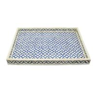 Plateau marocain artisanal en os incrusté, chocolat et beige, design personnalisé, multifonctionnel, bohème, pour Diwali, thé, fruits, bonbons