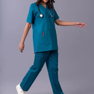 Ensemble d'uniformes d'hôpital extensibles de nom personnalisé de haute qualité/costume de gommage de cou en V d'uniforme médical/gommages d'allaitement pour les femmes - Product Image 2