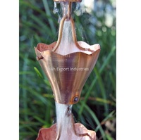 Chaîne de pluie décorative de jardin vintage en métal fait main, revêtement poudré, plaqué cuivre, diamètre 30 mm, à suspendre au mur, motif floral