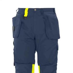 Pantalon de travail bleu marine personnalisé pour homme avec bandes réfléchissantes et plusieurs poches pour une utilisation sécurisée et protectrice - Product Image 4