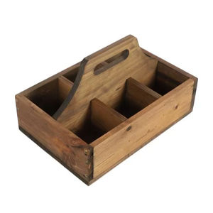 Organisateur de couverts en bois moderne sur pied, porte-ustensiles de table, boîte de rangement multi-compartiments, cuisine, table à manger, restaurant - Product Image 1