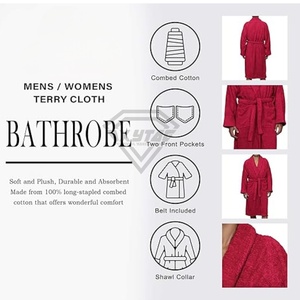 Peignoir en tissu imprimé en polyester et coton avec logo personnalisé pour adultes pour hommes et femmes Peignoirs de bain de luxe pour hommes et femmes - Product Image 3