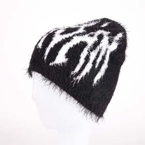 OEM logotipo personalizado gorros acrílico tejido Premium lana Jacquard Mohair Beanie nuevo transpirable Unisex acrílico gorros OEM - Product Image 3