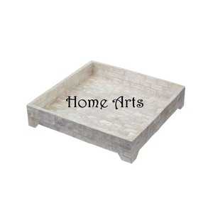 ถาดเสิร์ฟอาหารไม้และหนังพร้อมด้ามจับโลหะ - Product Image 3