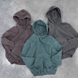 Sudaderas con capucha de gran tamaño de algodón de lana para mujeres parejas sudaderas con capucha de peso pesado pulóver Vintage lavado ácido suéteres con capucha 2025 - Product Image 5