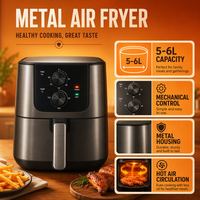 Friteuse à air chaud multifonction en métal grande capacité 5L 6L, four électrique à circulation d'air chaud, appareil de cuisson domestique mécanique