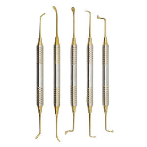 Kit de Elevación de Seno Maxilar (5 piezas) Herramientas de Elevación de Seno Maxilar para Implantes Dentales Chapadas en Oro en Casete de Acero Inoxidable para Injertos Óseos de Precisión - Product Image 1