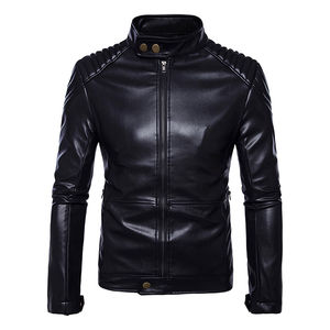 เสื้อโค้ทหนังสีดำกันน้ำสำหรับผู้ชายเสื้อแจ็กเก็ตหนังและเสื้อโค้ทหนังลำลองสำหรับขี่มอเตอร์ไซค์ - Product Image 6