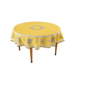 מיקרופייבר מצויד בהתאמה אישית בד שולחן עגול מבד צבעוני מבד הודו
