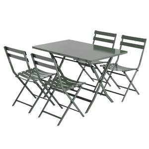 Set di 5 Pezzi Tavoli e Sedie Pieghevoli in Metallo per Giardino, Patio e Balcone, Arredamento da Esterno, Sedie Pieghevoli per Caffetteria, Set da Pranzo Pieghevole - Product Image 4