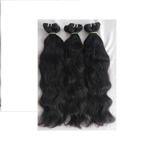 Exportación 100% Raw South Indian Temple Remy Virgin 20 'Paquete de ondas naturales Extensión de cabello Proveedor de trama de máquina doble de un solo donante - Product Image 1
