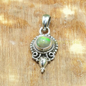 Colgante de Ópalo de Fuego Etíope Natural en Plata de Ley 925, Hecho a Mano, Estilo Boho Vintage, Joyería con Piedras Preciosas para Mujer, Venta al Por Mayor, Unisex - Product Image 2