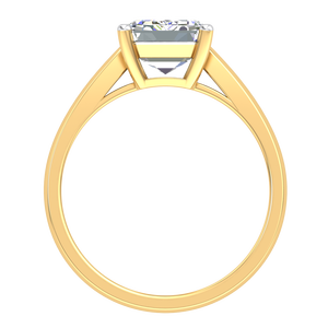 แหวนดีไซน์คลาสสิกหรูหรา9K สีเหลืองและสีขาวทองสำหรับผู้หญิงพร้อม3.02Cts คมชัดในห้องปฏิบัติการที่ปลูกด้วยเพชรทรงกลมตัดอย่างยอดเยี่ยม - Product Image 3