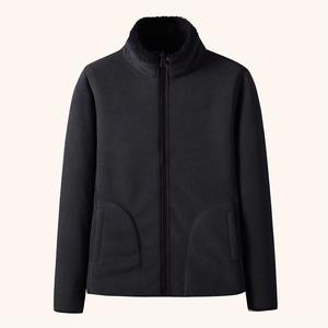 Chaqueta de lana reversible para invierno, con cremallera completa sudadera de lana polar, estilo con bolsillos, chaquetas Sherpa formales de manga larga para invierno - Product Image 1