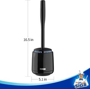 MR.SIGA Toilet Bowl Brush and <b>Holder</b>, Sturdy Long Handle, Black, 1 Pack - Product Image 4