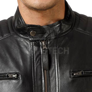 แจ็คเก็ตหนังวัวเคลือบดีไซน์พิเศษ สีพื้น สตรีทแวร์ผู้ชาย กันน้ำ กันลม - Product Image 5
