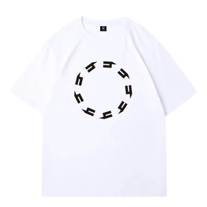 เสื้อยืดผ้าฝ้ายแท้สำหรับผู้ชาย, เสื้อยืดคอกลมแขนสั้นระบายอากาศได้ดี100% ลำลองพิมพ์ลายกีฬาทรงหลวมไซส์ - Product Image 4