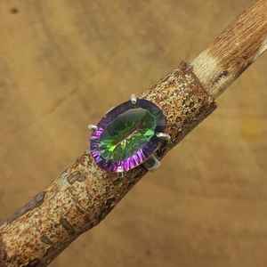 Anillo DE BODA bohemio de Plata de Ley 925, conjunto de puntas de topacio místico facetado, diseñador de diamantes, joyería de piedra Natural artesanal - Product Image 1