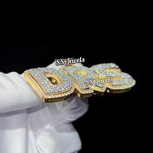 VVS Lab สร้อยคอจี้เพชร925ชื่อเงินสร้อยคอเสน่ห์ของบุคคล hip hop bustdown CVD ประดับเพชร - Product Image 5