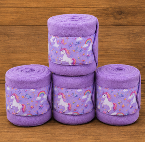 Ensemble d'équitation imprimé licorne violette : tapis de selle, cache-mouches, protège-ventres, protège-encoches, bandages de polo – Ensemble assorti polyvalent - Product Image 6