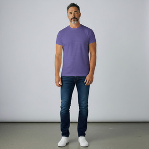 Chemise décontractée pour homme, bleu clair à carreaux, manches courtes, col rond, en coton tissé teint en fil, écologique, séchage rapide, respirante, coupe classique - Product Image 2