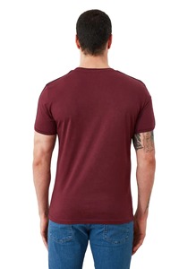 T-shirt unisexe à col rond et manches courtes, couleur bordeaux, avec impression de logo personnalisé, coupe classique, jersey décontracté, coton biologique écologique - Product Image 5