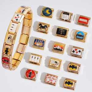 All'ingrosso 18k Charms italiano placcato oro alla rinfusa Non appannamento in acciaio inox luna italiano <span class=keywords><strong>Charm</strong></span> braccialetto di fascino - Product Image 2