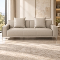 Premium 3-Sitzer Echtleder-Sofa Moderne Büro-Empfangscouch für Lounge und Wohnzimmer