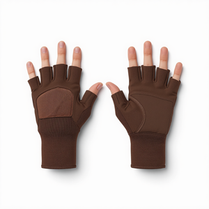 Gants de hockey sur gazon en PVC marron sans doigts, légers, extensibles, rembourrés, protecteurs pour l'entraînement, la pratique, les matchs, les clubs de hockey - Product Image 1