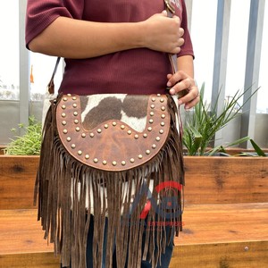 Bolso de hombro con flecos de piel de vaca auténtica de gran capacidad y nuevo diseño personalizado de fábrica al por mayor 2025 para mujer bolso de lujo - Product Image 1
