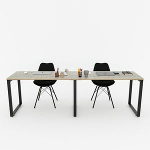 HBRT050 Minimalist Rectangular Cluster Table for 2 240x60cm Plywood Steel Melamine Wood Computer Office Furniture for <b>Study</b> - Product Image 3