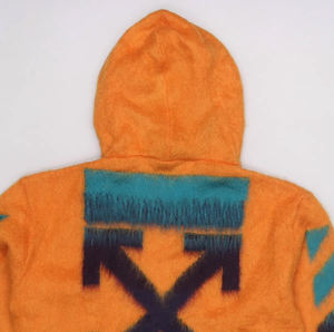 2026 Custom Mohair Knitted Hoodie Dropped Shoulder Jacquard Knitwear Winter Fluffy Wool Sweaters Unisex Customized Moahir Hoodie - Product Image 3