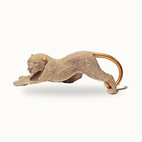 Statuette Léopard en Résine Luxe Léger, Écologique, Peinte à la Main, Réaliste, Décoration de Table pour Bureau et Salon, Idéale pour Cérémonie d'Ouverture d'Entreprise