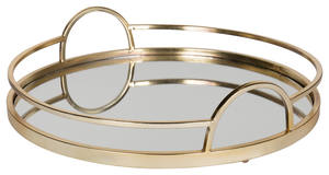 Bandeja Espejo Redonda de Metal Dorado de Lujo, Organizador Decorativo para Perfumes, Joyas, Cosméticos, Decoración del Hogar - Product Image 4