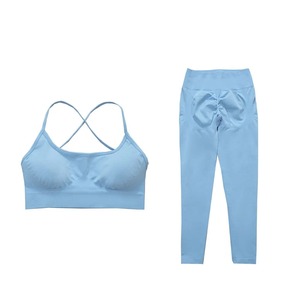 Logo personnalisé femmes survêtements sans couture Yoga ensemble vêtements de sport d'entraînement vêtements de sport Fitness soutien-gorge haut taille haute Leggings costumes de sport - Product Image 4