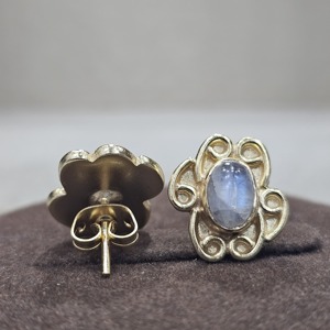 Boucles d'oreilles en pierre de lune arc-en-ciel en argent sterling 925 excellente qualité plaqué or concepteur fait à la main pour fiançailles ou cadeau de mariage - Product Image 4