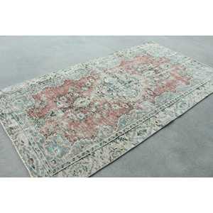 Tapis turc de 4,5 x 8,2 pieds, tapis persan vintage en laine rouge et bleu - Product Image 4