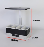 Kit de jardinage intérieur pour herbes aromatiques avec lampe de culture LED à spectre complet 24W, pot hybride 4 compartiments pour terre et eau avec minuterie