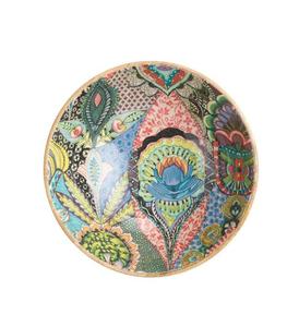 Bol de service en bois naturel 2026, forme ronde, avec un ensemble de serveurs à salade, design imprimé en émail, vaisselle, ustensiles de cuisine, bol de service - Product Image 5