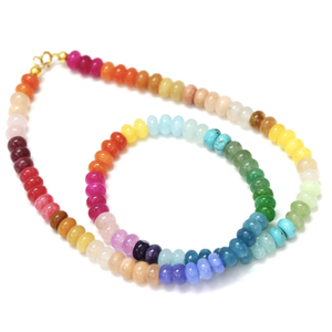 Hermoso collar de cuentas de cuarzo lisas de colores mezclados, cuentas de piedras preciosas de cuarzo de color arcoíris de 7-8 mm, joyería colorida - Product Image 1